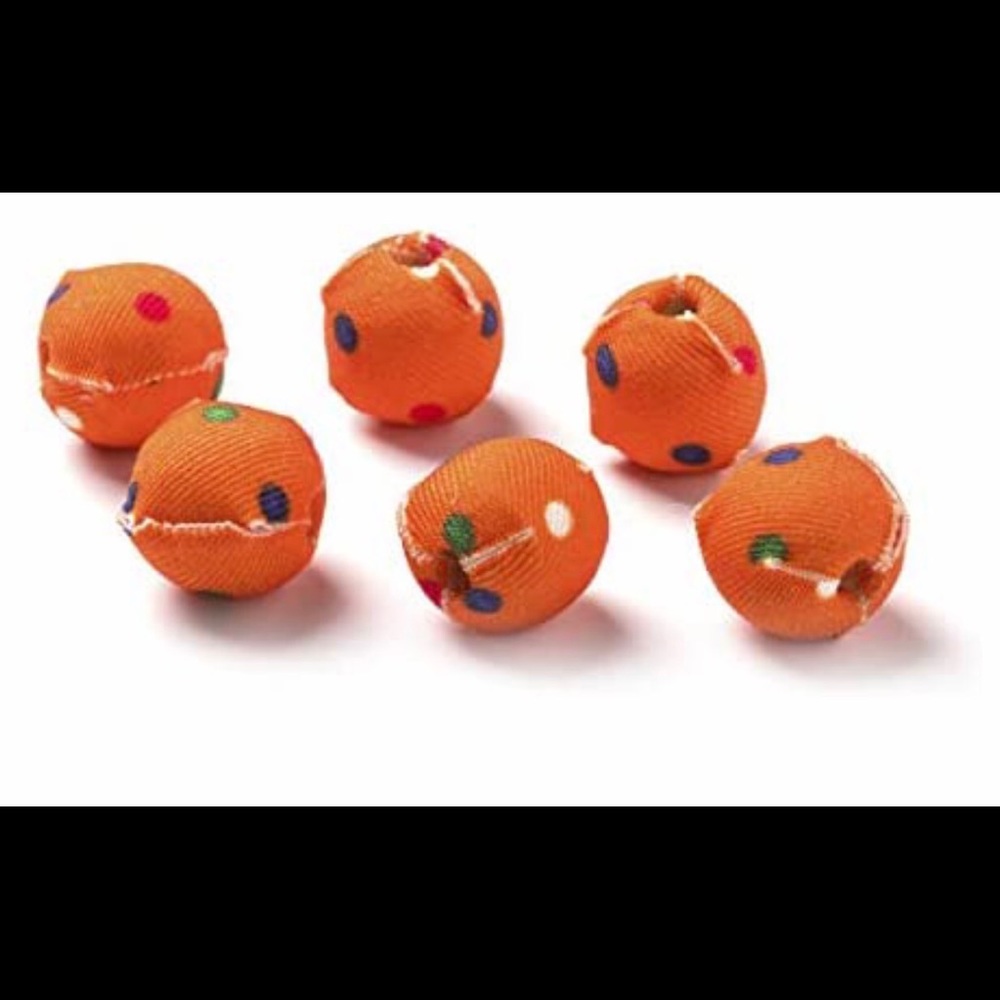 3PKS (18) Darice Cloth-Covered Beads Dots Orange